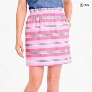 J. Crew Factory Mixed-stripe linen-cotton sidewalk mini skirt Size 4 Preppy Cute